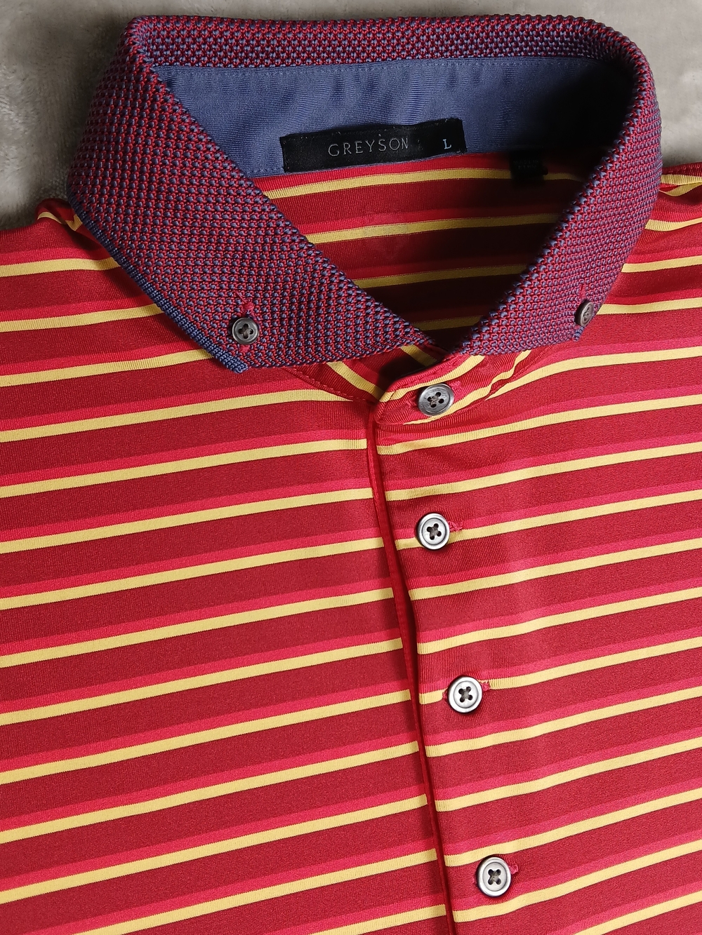 Greyson Polo Shirt L Men's Striped Performance